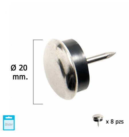 Deslizante Metal Goma Claro Ø20 (Blister 8 Unidades)
