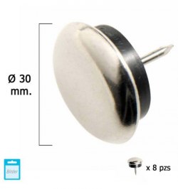 Deslizante Metal Goma Claro Ø30 (Blister 8 Unidades)