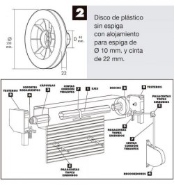 Disco Persiana Plastico Octogonal  130x40 mm. Cinta 22 mm.