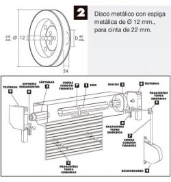 Disco Persiana Metalico Espiga Metalica 150x60 Cinta 22 mm.