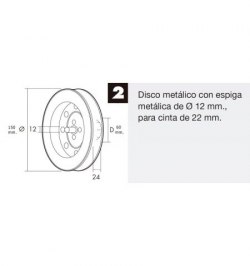 Disco Persiana Metalico Espiga Metalica 150x60 Cinta 22 mm.