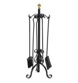 Juego Atizadores Forjado Negro 64 cm. 5 piezas