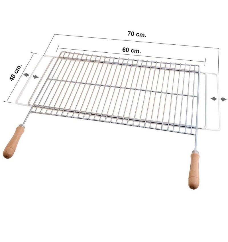 Parrilla Barbacoa Extensible 60/70x40cm Zincada