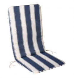 Cojin Azul / Blanco Silla Reclinable 110x48x2,5 cm.