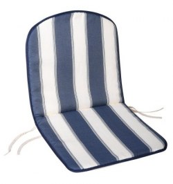 Cojin Azul / Blanco Silla Para Silla Monoblock Respaldo Bajo 80x42x2 cm.