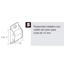 Pasacintas Persiana Mini Rodillos Nylon Cintas 14 mm.