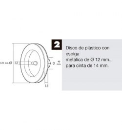 Disco Persiana Plastico Espiga Metalica 120x40 mm. Cinta 14 mm.
